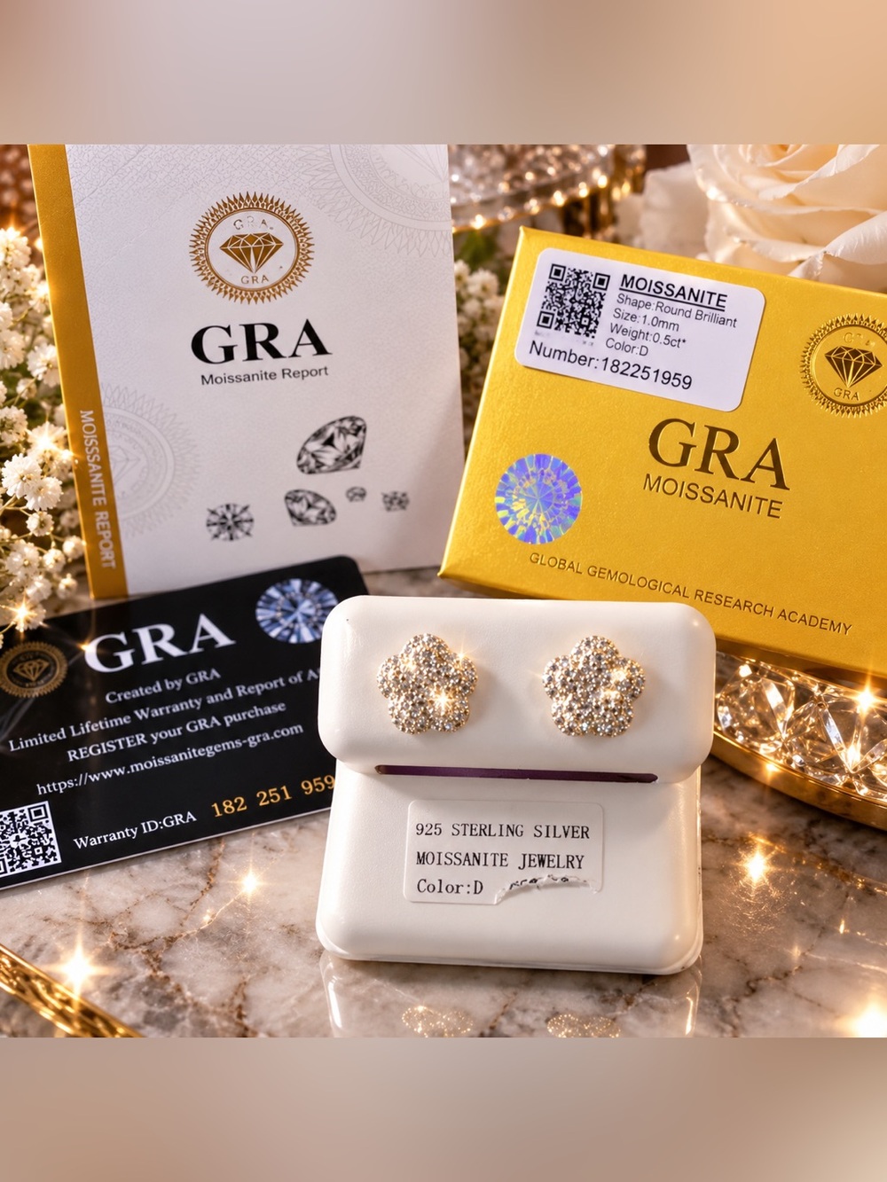 Moissanite Cluster Stud Earrings